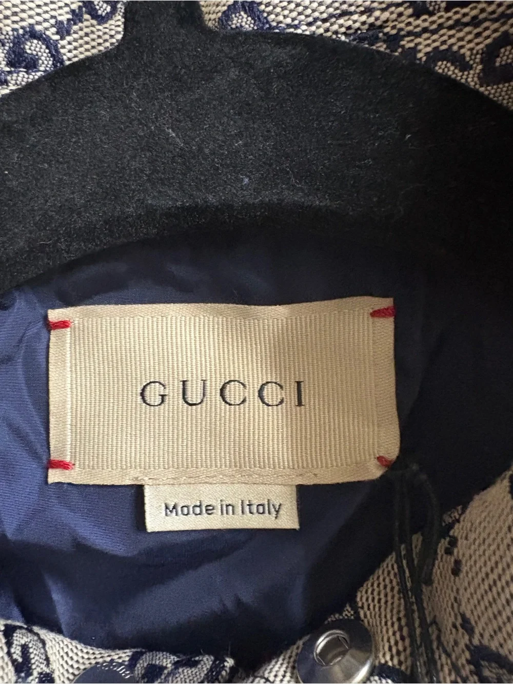 Gucci Beige and Navy GG Monogram Button-Front Shirt/Sweater